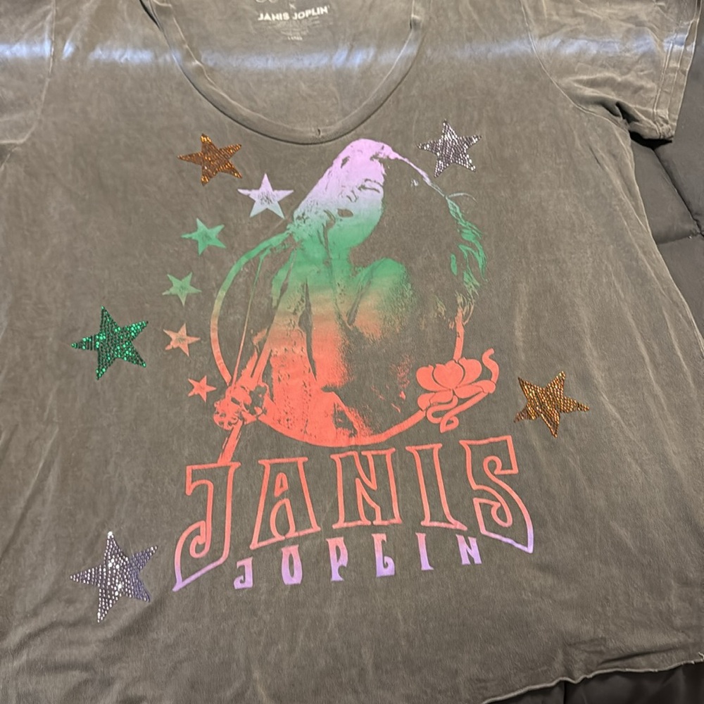 Lauren Moshi Gray Janis Joplin Graphic Tee - Picture 2 of 3